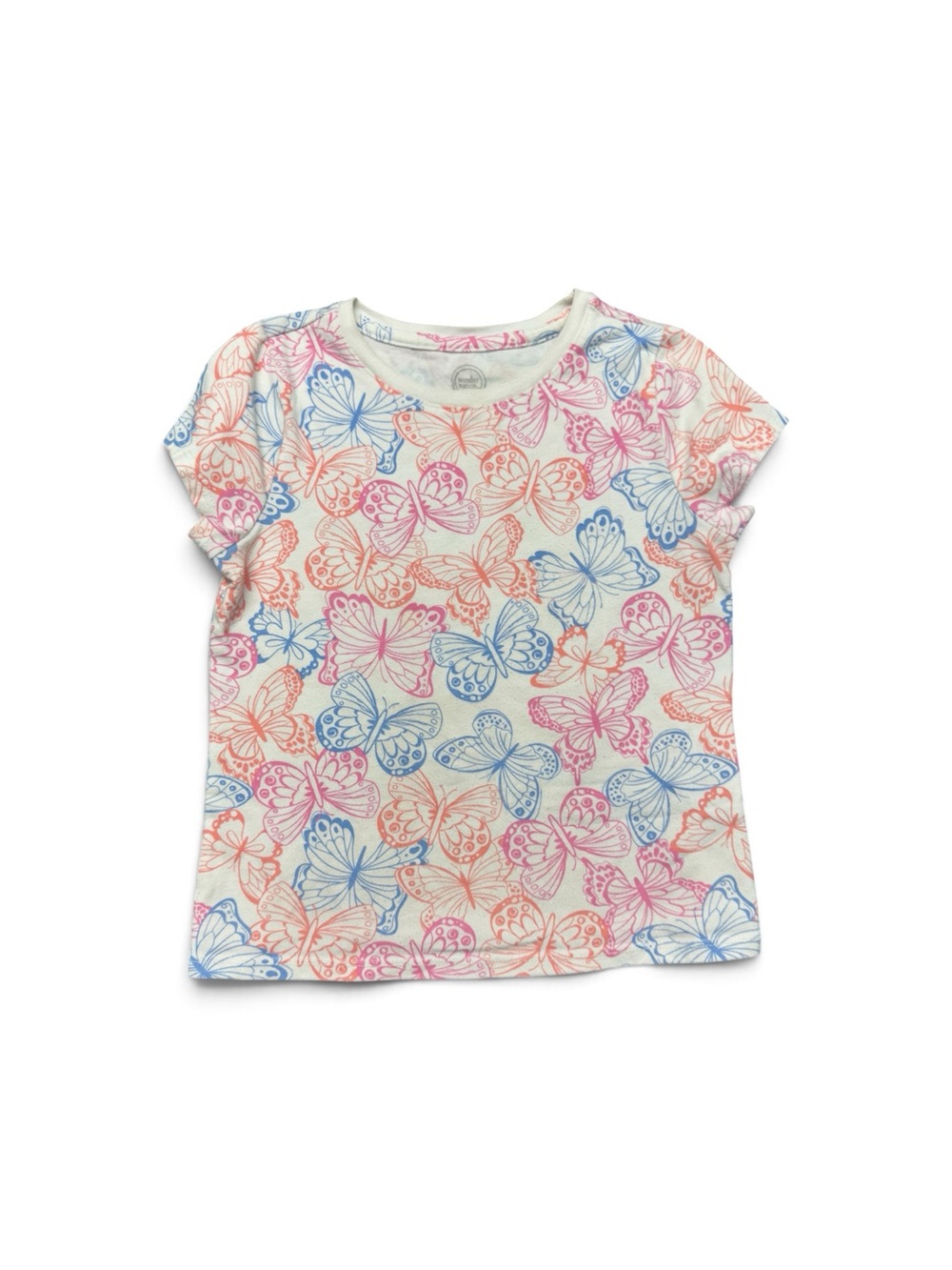 Wonder Nation Girls 6/6X Butterfly Print Short Sleeve T-Shirt Multicolor